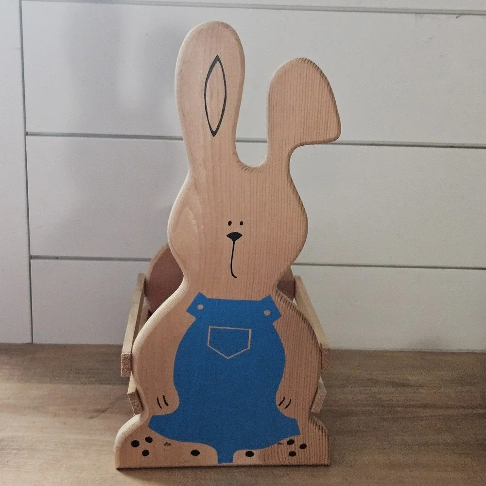 Vintage Camel Wood Products Wooden Bunny Basket Crate Easter Rabbit‎ Decor
